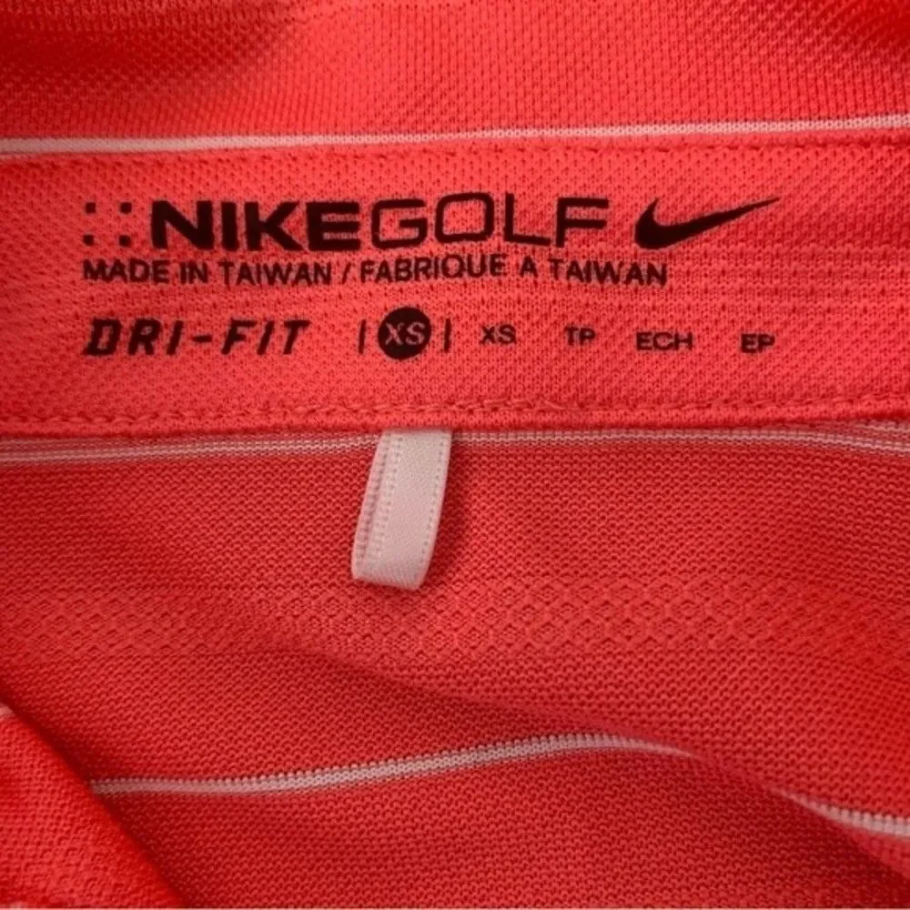 Nike Golf Dri Fit Sleeveless Coral Striped Polo Sz XS
